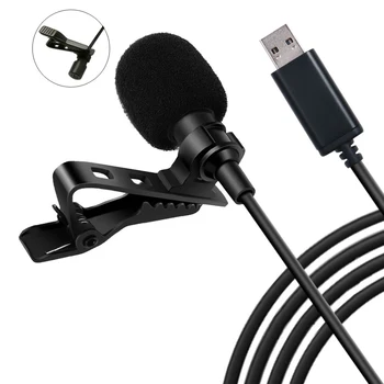 1,5-метровый микрофон Портативный мини-всенаправленный стереофонический USB-микрофон с клипсой для проведения совещаний на ПК