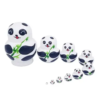 1 комплект Прекрасный традиционный внешний вид Матрешки Яркий внешний вид Детская игрушка без запаха Подарок на День рождения Кукла-панда