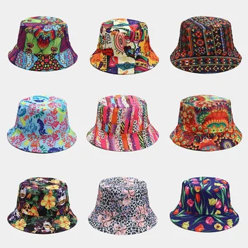 2023 Amazon, Новая двусторонняя солнцезащитная шляпа в этническом стиле, Мужская и женская Модная Уличная солнцезащитная шляпа-ведро