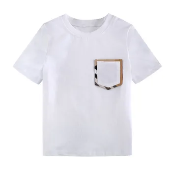 2023 Весенне-летняя новая хлопковая футболка с коротким рукавом для мальчиков 2-8 лет, детская футболка с карманами, одежда для мальчиков