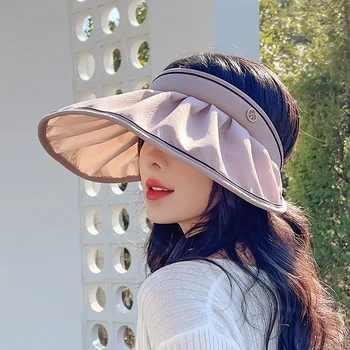 2023 Новая шляпа Женская корейская летняя уличная солнцезащитная шляпа с защитой от ультрафиолета, закрывающая лицо, универсальная воздушная шляпа с большими полями