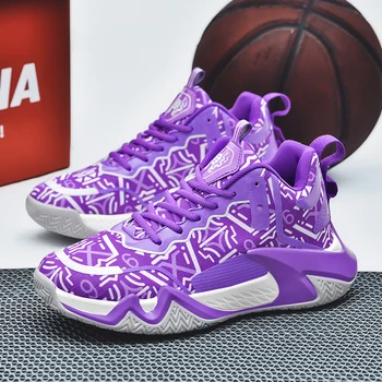2023 Новые высококачественные мужские баскетбольные кроссовки, уличная одежда, фиолетовые кроссовки в стиле хип-хоп, мужские противоскользящие кроссовки для занятий в тренажерном зале, мужская обувь для тренировок