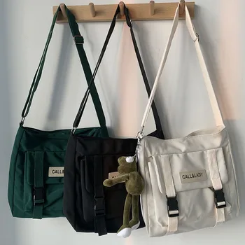 2023 Японская простая сумка-мессенджер, Корейская сумка, студенческая нейлоновая водонепроницаемая холщовая сумка, сумки через плечо для женщин, ранцы
