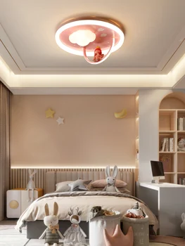 2023Princess Светодиодный Потолочный светильник в детском стиле для спальни, столовой, Розово-Голубой вентилятор с регулируемой яркостью, украшение для лампы с дистанционным управлением