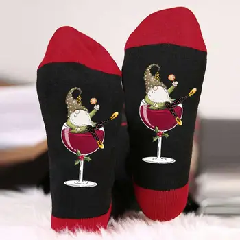 2024 Новые Забавные Носки Винные Бокалы Чулки Санта Клаус Носки Рождественский Подарок Носки Для Мужчин Женщин Прямая Поставка Оптом