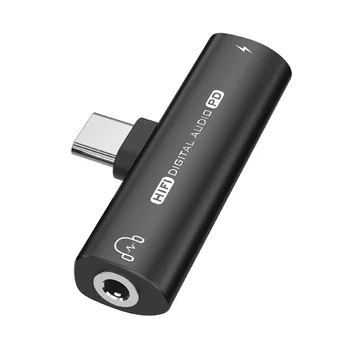 2в1 USB Type-C к USB C/3,5 мм Адаптер Для наушников ЦАП для Наушников o Конвертер 32 Бит/384 кГц Цифровой Декодер PD27W Черный