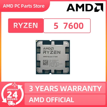 AMD Ryzen 5 7600 R5 7600 3,8 ГГц 6-ядерный 12-потоковый процессор Процессор 5 Нм L3 = 32 М 100-000001015 Сокет AM5 Без кулера