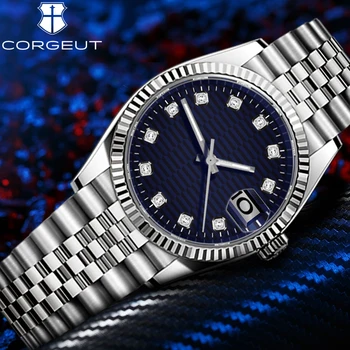 CORGEUT NH35A 36 мм 39 мм роскошные деловые мужские часы с бриллиантами, сапфировое зеркало, автоматические механические водонепроницаемые часы для свиданий для мужчин