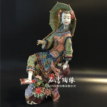 Gaya Cina Buatan Tangan Klasik Kuno Indah Patung Wanita Seni Patung Keramik Kerajinan Hadiah Dekorasi Rumah Abstrak