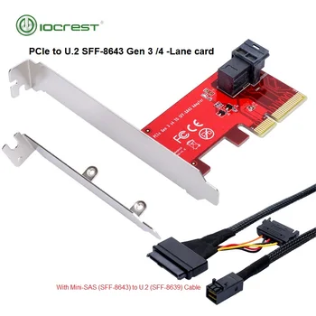 IOCREST PCIe - U.2 SFF-8643 Gen 3/4 -полосная карта для 2,5 