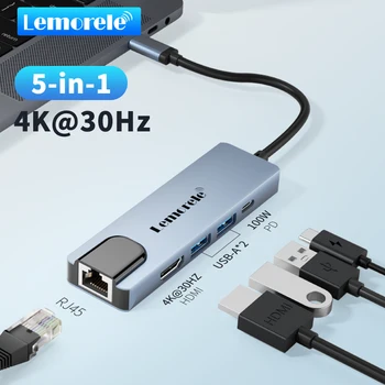 Lemorele TC15 USB Ethernet адаптер 100 Мбит/с USB3.0 концентратор RJ45 Lan для портативных ПК Xiaomi Mi Box Macbook Windows USB-C сетевой концентратор автомобильный
