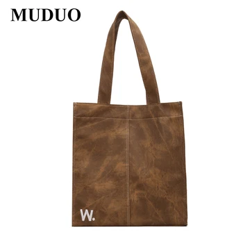 MUDUO 2023 Повседневные сумки-тоут большой емкости из искусственной кожи для женщин, модная однотонная женская сумка через плечо, дамская сумочка