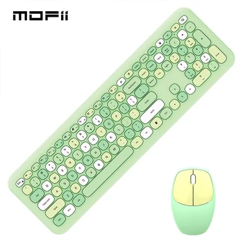 Mofii Green Беспроводная клавиатура и мышь 2.4G, USB Офисная игровая клавиатура и мышь, Розовая комбинация для ноутбука Mac, настольного ПК