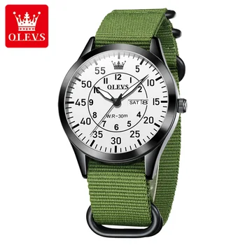 Olevs Модные мужские кварцевые наручные часы Классические спортивные часы для мужчин с дисплеем даты недели 30-метровые водонепроницаемые наручные часы Мужские ручные часы