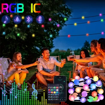 RGBIC Led Bubble Fairy String Light, индивидуальное управление приложением, несколько режимов мигания, Праздничная Свадебная вечеринка, Рождественский свет, украшение