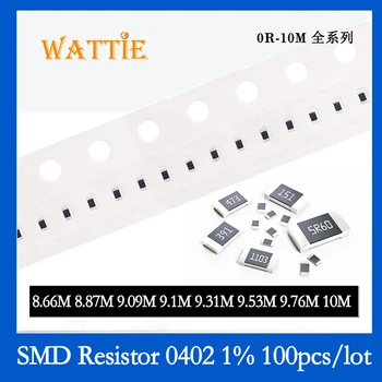 SMD резистор 0402 1% 8,66 М 8,87 М 9,09 М 9,1 М 9,31 М 9,53 М 9,76 М 10 М 100 шт./лот микросхемные резисторы 1/16 Вт 1,0 мм * 0,5 мм