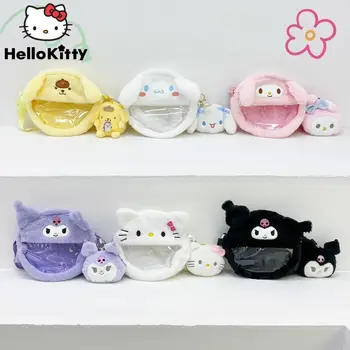 Sanrio Hello Kitty Melody Kuromi Kawaii Плюшевая Сумка Через плечо для девочек Cinnamoroll Pompompurin Y2k Опрятная Студенческая Мини-сумка Через плечо