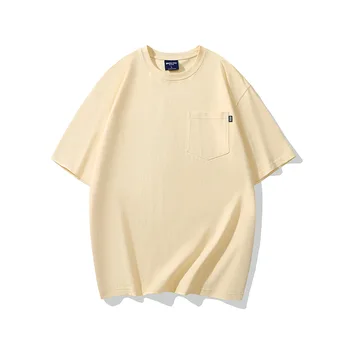 Z8036 Летние мужские хлопковые футболки, однотонные простые универсальные футболки с коротким рукавом, Дышащая Мягкая Свободная уличная одежда, Модные мужские топы