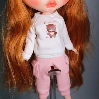 Белая хлопковая толстовка-пуловер для 12-дюймовой куклы Blythe Dress Up