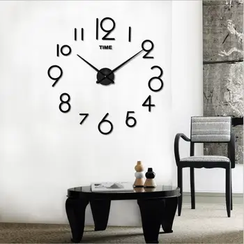 Бескаркасные настенные часы с замком своими руками 3D Зеркальная наклейка Домашний декор Большие настенные часы с замком Часовой механизм Дисплей Настенные часы с отметкой времени Арт