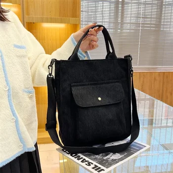 Вельветовая сумка для женщин 2022, сумка для покупок, дизайнерская сумка, осенне-зимняя студенческая сумка для девочек, женская холщовая сумка-тоут на плечо
