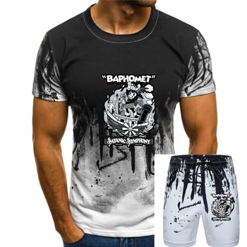 Винтажная футболка с изображением Бафомета с мультяшным рисунком в готическо-оккультном стиле