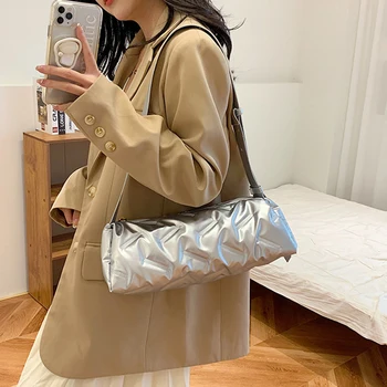 Винтажные сумки через плечо для уличной одежды Y2k, Корейская модная повседневная сумка через плечо, универсальные простые сумки-цилиндры для женщин