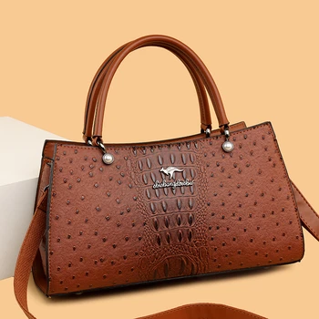 Высококачественные Женские сумки через плечо из страусиной кожи 2023, роскошные женские сумки, Дизайнерская женская сумка-мессенджер, сумка-тоут