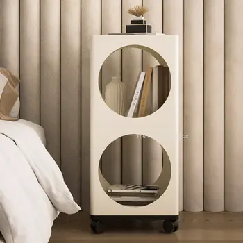 Высококачественный боковой шкаф из ПВХ с колесиками, современная креативная тумбочка для спальни, стеллаж для хранения мебели большой емкости XY50BT