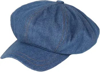 Джинсовая кепка газетчика для женщин, модная бейсболка, солнцезащитная шляпа с широкими полями, Синие береты, удобные, легкие, регулируемые, уличные