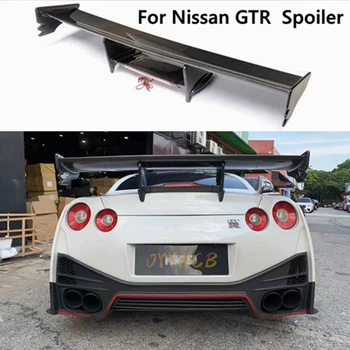 Для Nissan GTR R35 2009-2020 Высококачественное заднее крыло автомобиля из настоящего углеродного волокна, выступ багажника, спойлер со светодиодной подсветкой