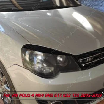 Для VW POLO 4 MK4 9N3 GTI R32 TDI 2005 2006 2007 2008 2009 Автомобильные Фары Брови Веки Крышка Наклейки На Веки Черный Глянец