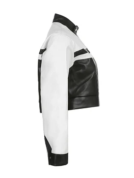 Женская байкерская куртка из искусственной кожи со стегаными вставками и асимметричной застежкой-молнией - стильное мотоциклетное пальто для модного образа
