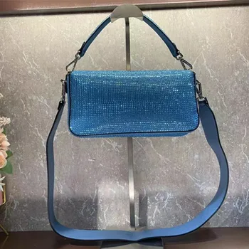 Женская сумка через плечо с блестящими кристаллами 2023, высококачественная сумка в ретро-дизайне, женские сумки из натуральной кожи для вечеринок