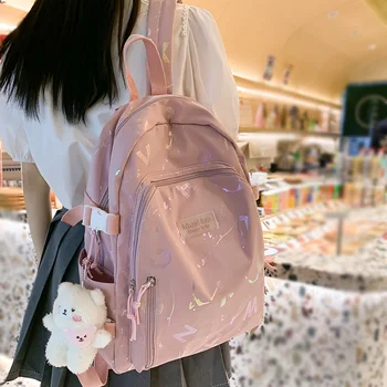 Женский Милый Розовый рюкзак для колледжа, классная женская школьная сумка, модная женская Цветная студенческая сумка, рюкзак для ноутбука для девочек