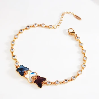 Женский браслет-бабочка с кристаллами из Австрии для девочек, Рождественский подарок от Jwelry, высококачественный роскошный браслет для рук