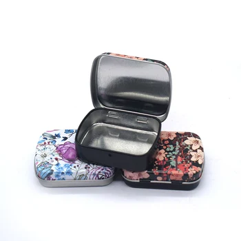 Жестяная коробка для хранения конфет с откидной крышкой в виде маленьких винтажных цветов, мини-металлический органайзер для ювелирных изделий для свадьбы, декоративная упаковка, Подарочная коробка