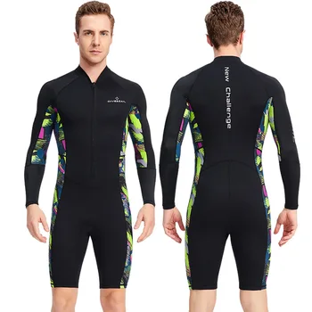 Защитная одежда из 1,5 мм неопрена для дайвинга, купальник для подводного плавания с длинным рукавом, купальник для серфинга с эластичной застежкой-молнией, защищающий от царапин, Водные виды спорта