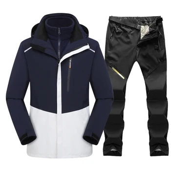 Зимний лыжный костюм для мужчин, утепленная теплая ветрозащитная водонепроницаемая куртка и брюки, Сноубордическая зимняя куртка, уличные лыжные брюки, походные брюки