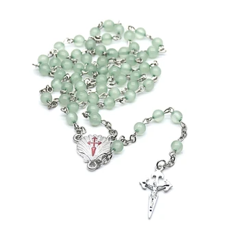 Католические Ожерелья-четки, Ожерелья для молитв с распятием, круглые Бусины, подвеска