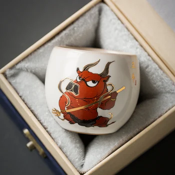 Керамическая Открывающаяся Чайная чашка 12 Style Ru Kiln с китайским Зодиаком, Креативная Керамика, Красивый набор чайных чашек, Милая посуда для Чайной церемонии