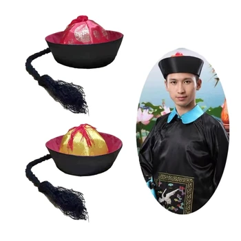 Китайская шляпа евнуха Традиционный костюм Головной убор для мужчин и женщин Шляпа в стиле китайской династии Цин для косплея