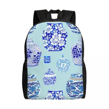 Китайский Синий Фарфоровый рюкзак для школьников, студентов колледжа, Сумка для книг Подходит для 15-дюймового ноутбука, Сумки в восточном стиле Delft Blue