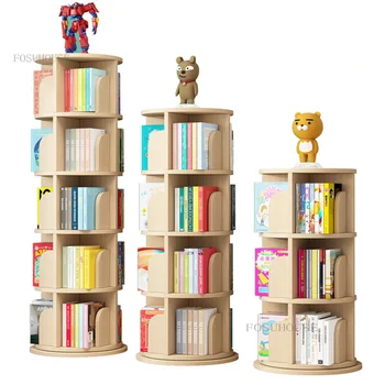 Книжные шкафы из массива дерева для гостиной, современные минималистичные книжные полки с возможностью поворота, полка для хранения книг, домашняя мебель для