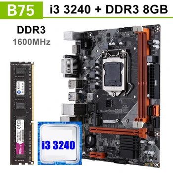 Комплект материнской платы B75 с Core i3 3240 8 ГБ 1600 МГц настольной памяти DDR3 NVME M.2 USB3.0 SATA3