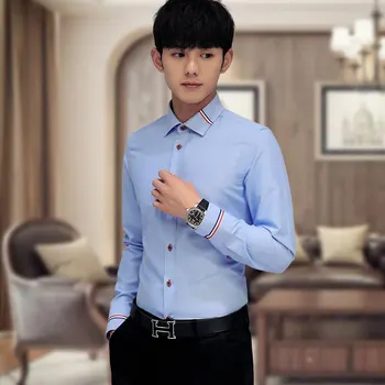 Корейские модные осенние мужские рубашки, деловые мужские рубашки с длинными рукавами, не железные рубашки для профессиональной носки, плюс размер 5XL