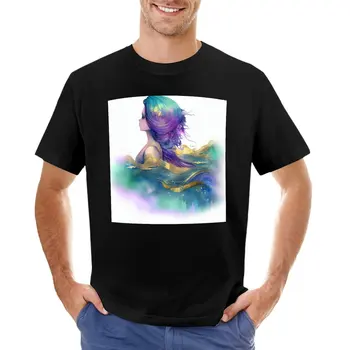 Красивая футболка с изображением русалки для домашнего декора, черная футболка, мужские однотонные футболки