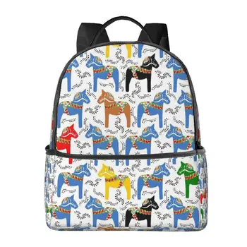 Красочный Узор Лошади Большой Емкости Школьный Рюкзак Для Ноутбука Модный Водонепроницаемый Регулируемый Спортивный Рюкзак Для Путешествий