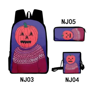 Креативный Забавный Хэллоуин 3D принт, 3 шт./компл., школьные сумки для учеников, рюкзак для ноутбука, наклонная сумка на плечо, пенал