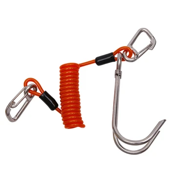 Крюк для рафтинга с двойной головкой, спиральный пружинный шнур, аксессуар для безопасности при погружении, оранжевый